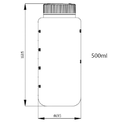 Características del producto de la botella de centrífuga de alta velocidad 500mL